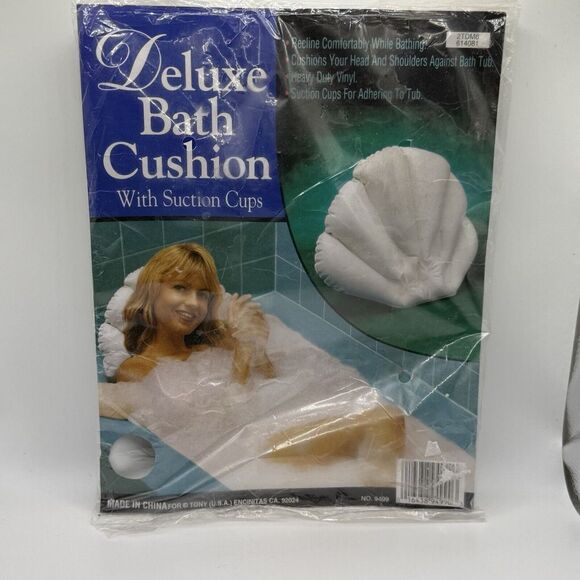 (NEW) Inflatable Bath Cushion With Suction Cups White Shell Heavy Duty Vinyl VTG - Picture 1 of 5